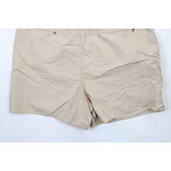 Vintage 90s Lands End Mens XL Belted Lined Above Knee Shorts Baggies Beige Nylon - Picture 11 of 11